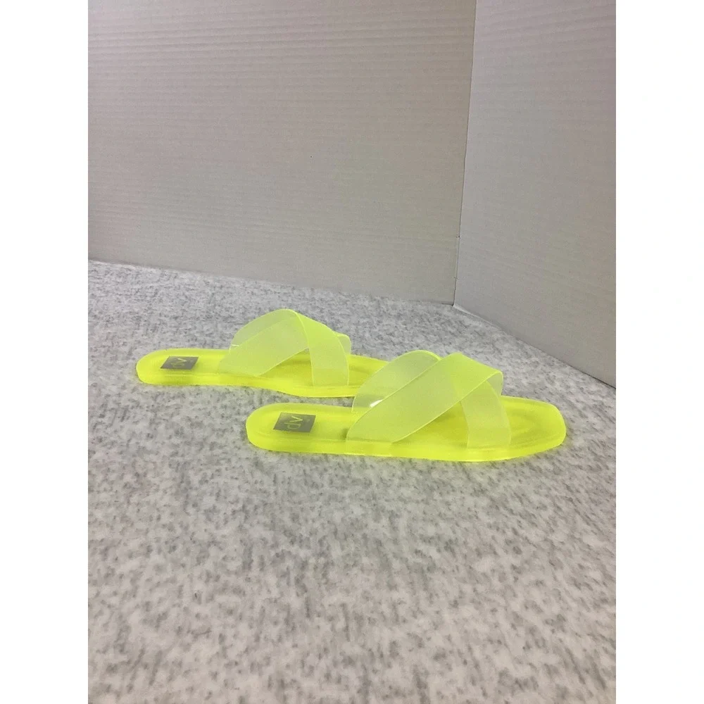 DV Dolce Vita Solstice‎ Neon Yellow Jelly Slide Sandals Square Toe Womens 8 NEW